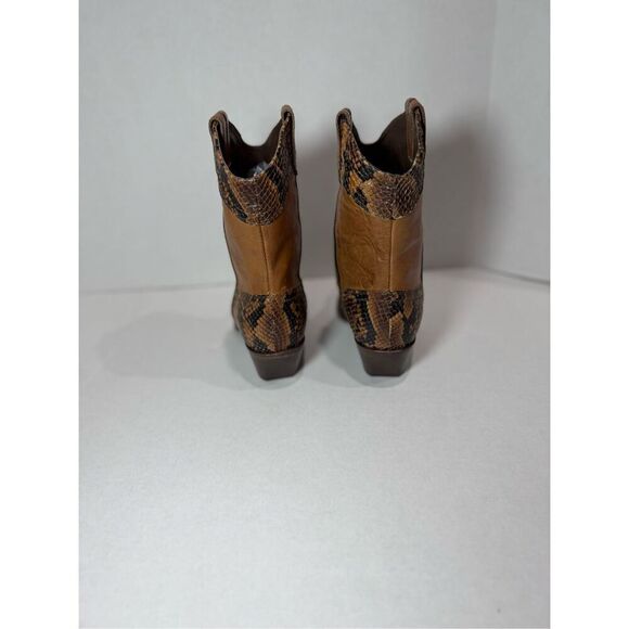 New Vic Matie Brown Snake Skin Short Cowgirl Boots Size 36 EU (US 6) - Picture 4 of 10